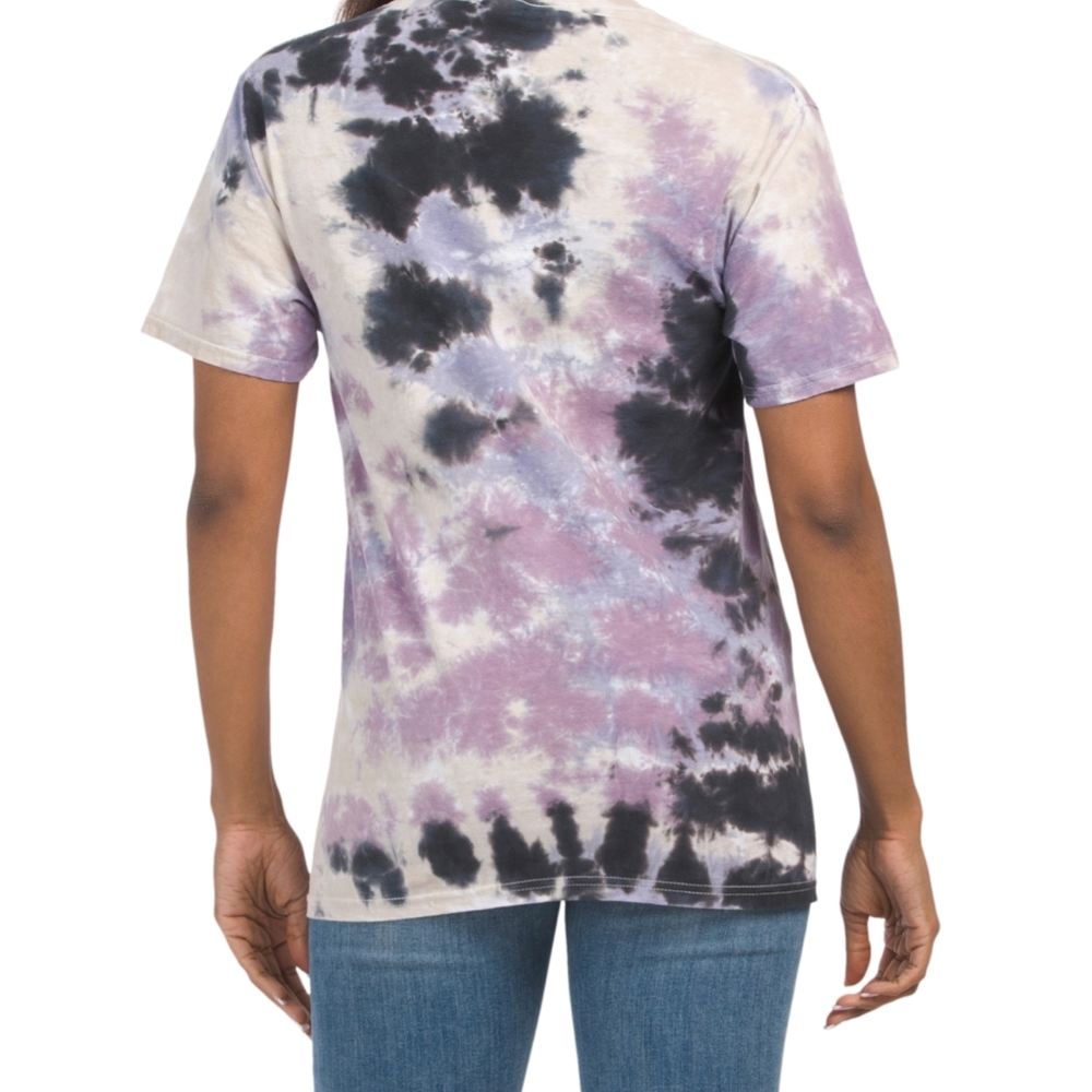 Women’s AC/DC Graphic Rocker T-shirt Size M Tie Dye Cut Out Collar Leopard Print - Picture 4 of 12